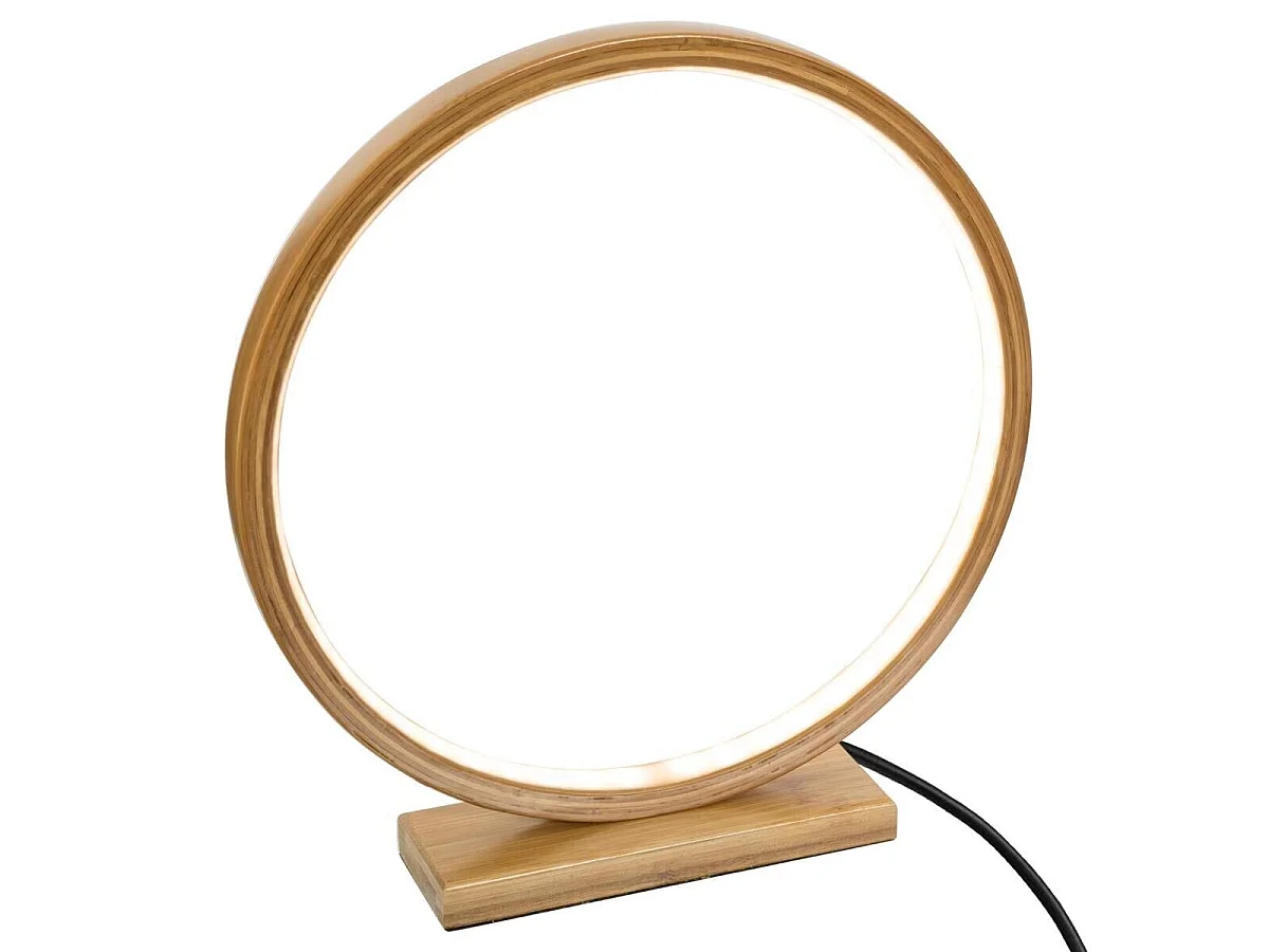 Lampe à Poser LED Bambou "Rond" 32cm Naturel
