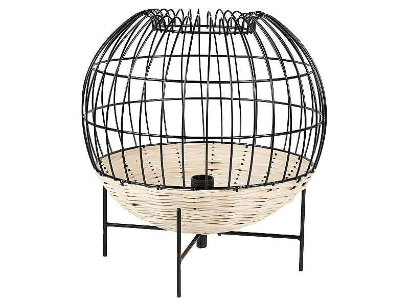 Lampe à poser Calypso boule rotin et métal Ostaria