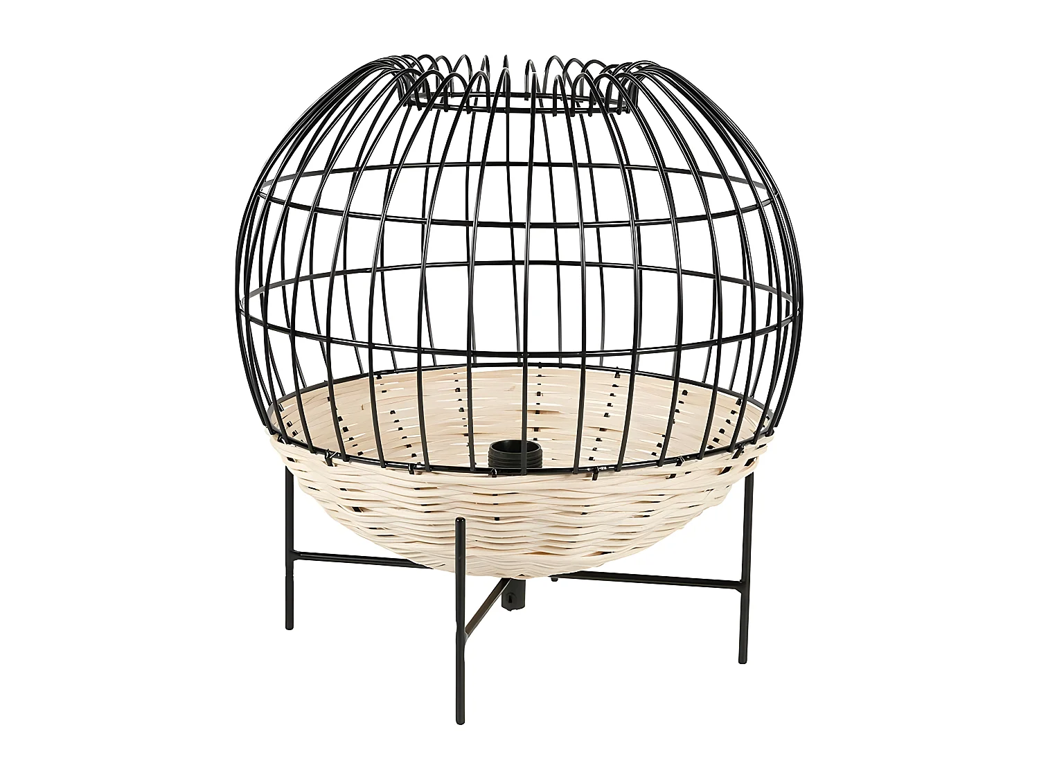 Lampe à poser Calypso boule rotin et métal Ostaria