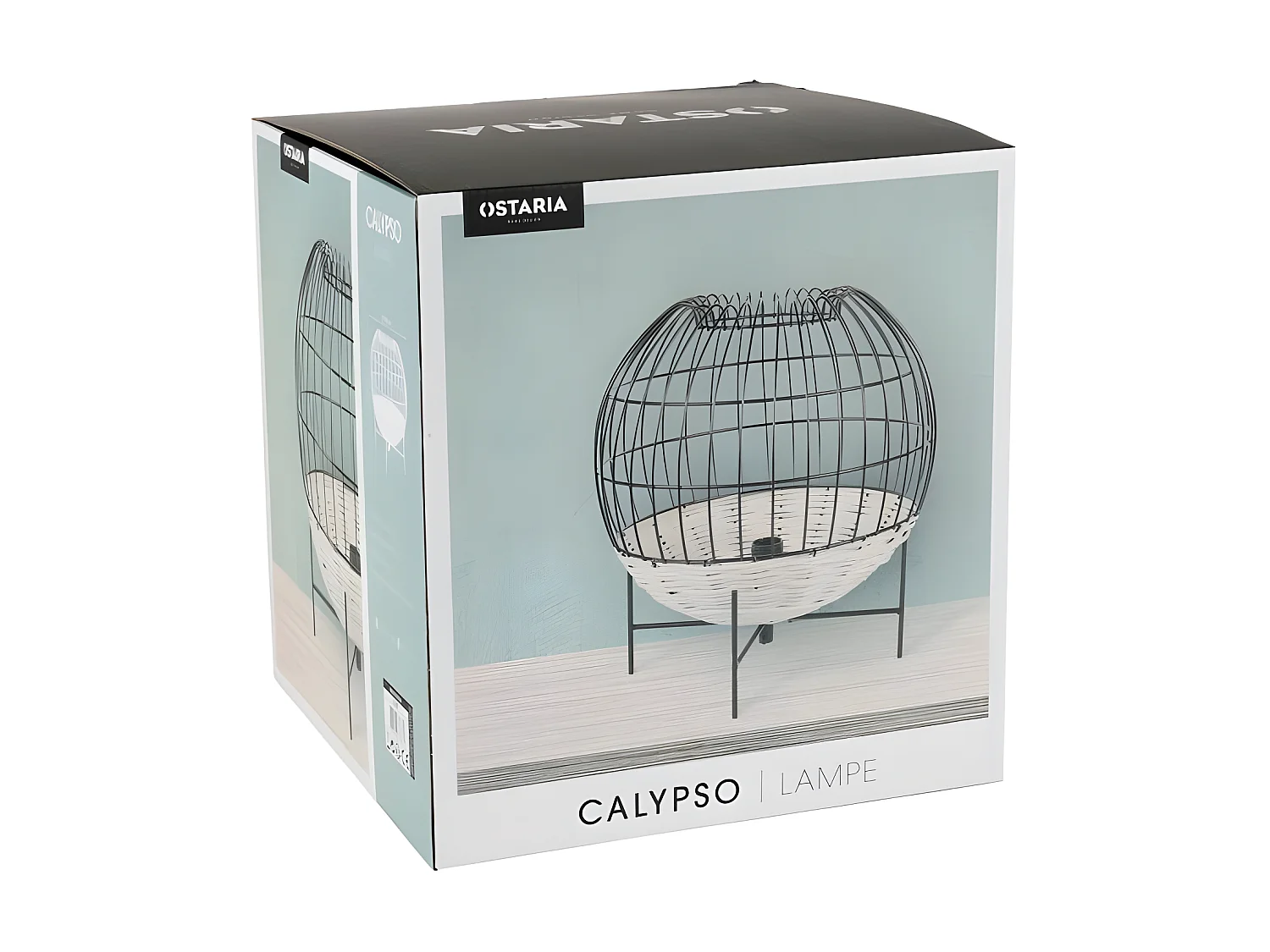 Lampe à poser Calypso boule rotin et métal Ostaria