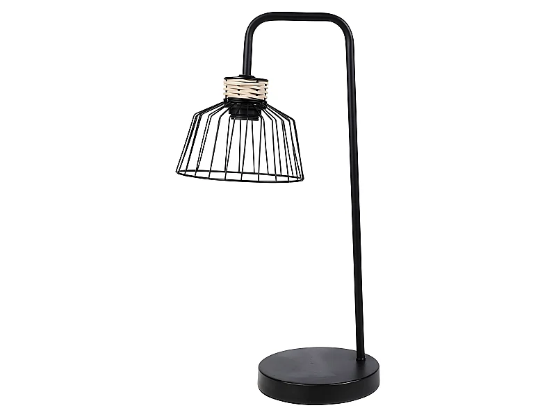 Lampe à poser filaire métal et rotin Lady Ostaria