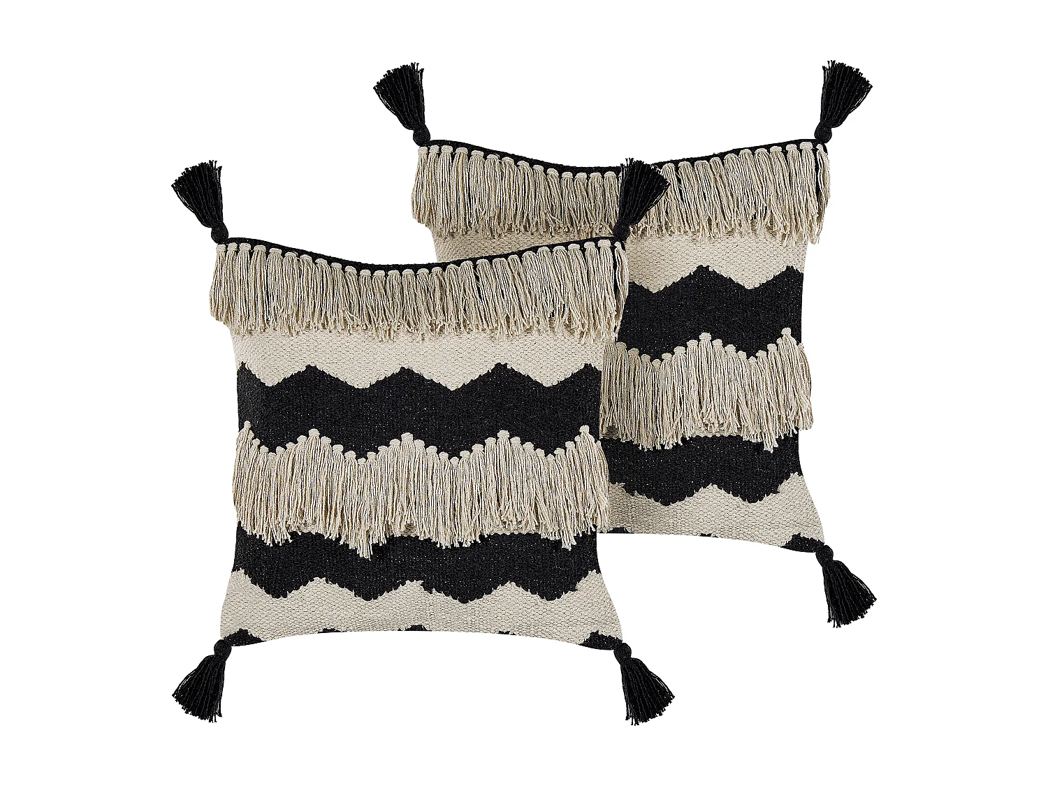 Lot de 2 coussins décoratifs HYDRANGEA Coton 45 x 45 cm Beige clair Motif géométrique