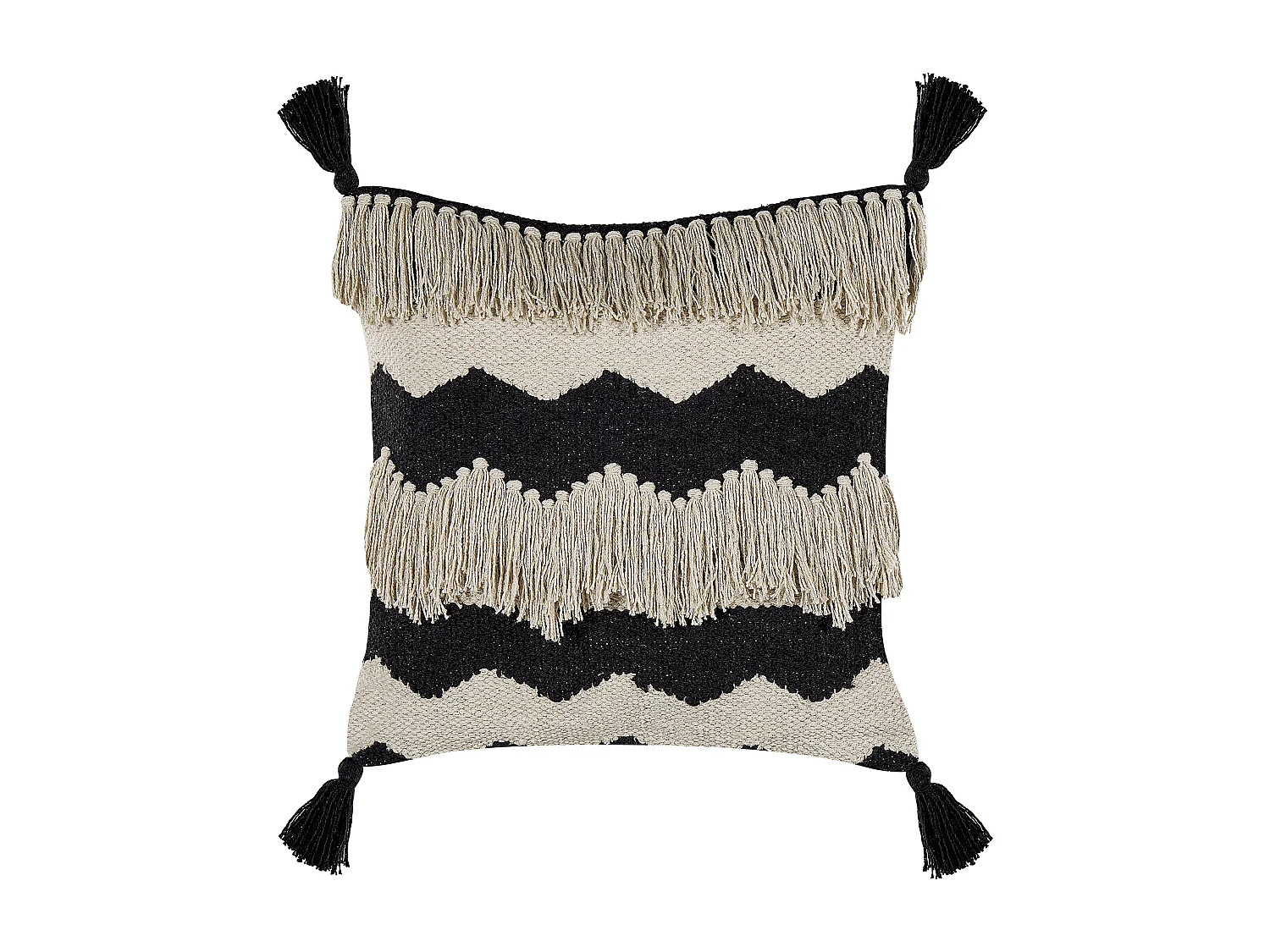 Lot de 2 coussins décoratifs HYDRANGEA Coton 45 x 45 cm Beige clair Motif géométrique