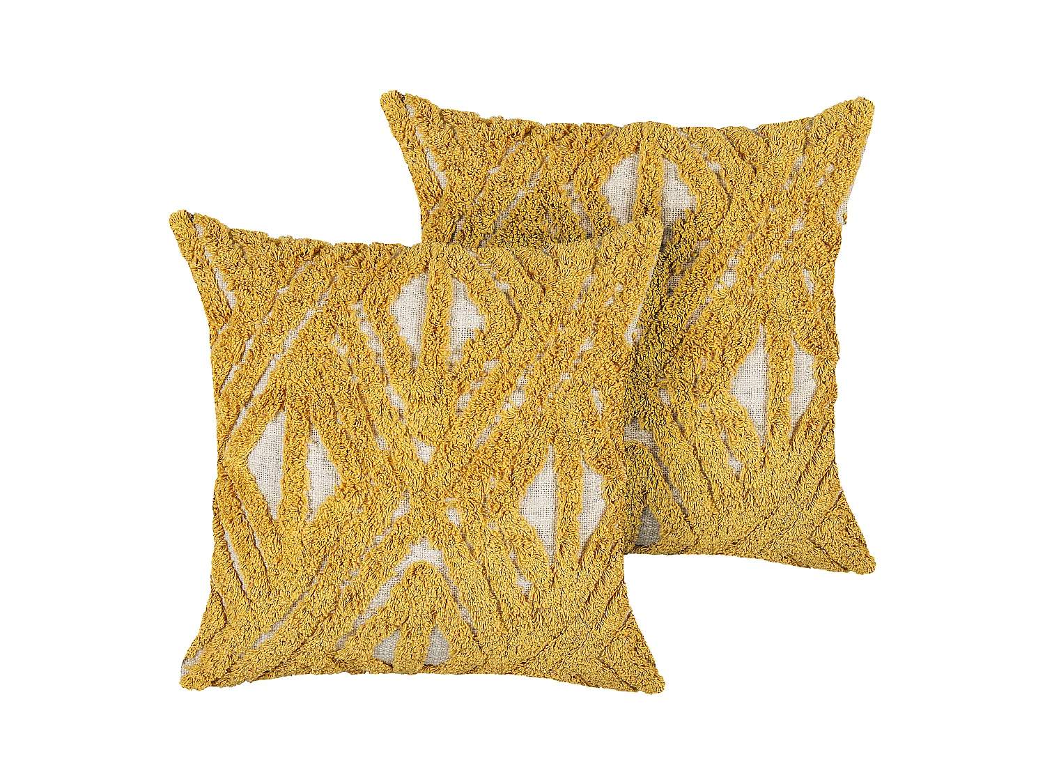 Conjunto de 2 almofadas decorativas ALCEA Algodão 45 x 45 cm Amarelo Padrão geométrico