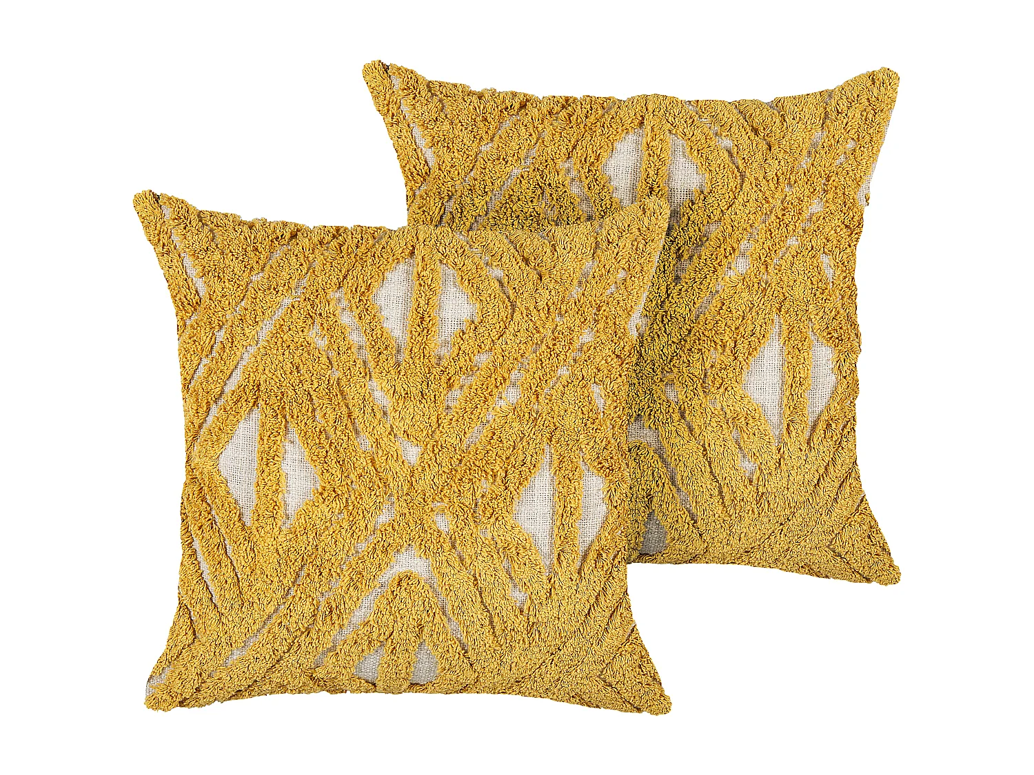 Conjunto de 2 cojines decorativos ALCEA Algodón 45 x 45 cm Amarillo Patrón geométrico