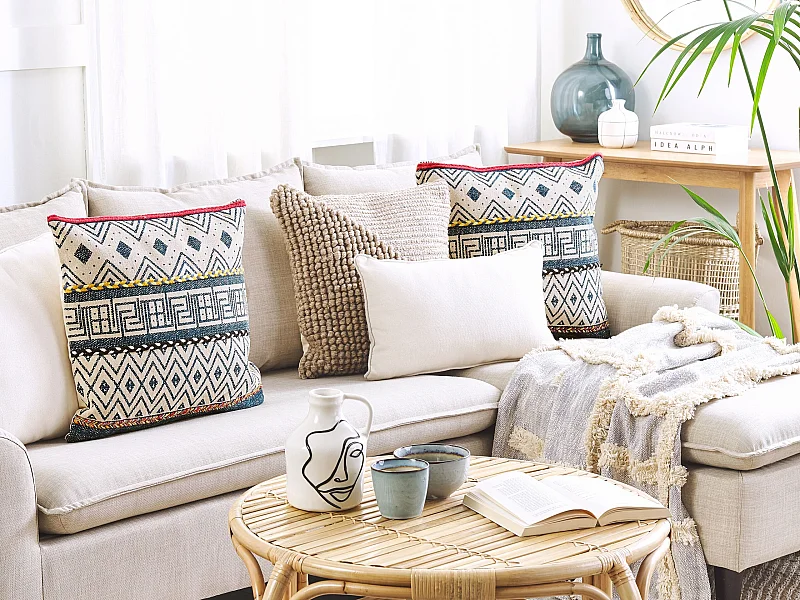 Dekokissen 2er Set SOUK Baumwolle 50 x 50 cm Bunt Geometrisches Muster