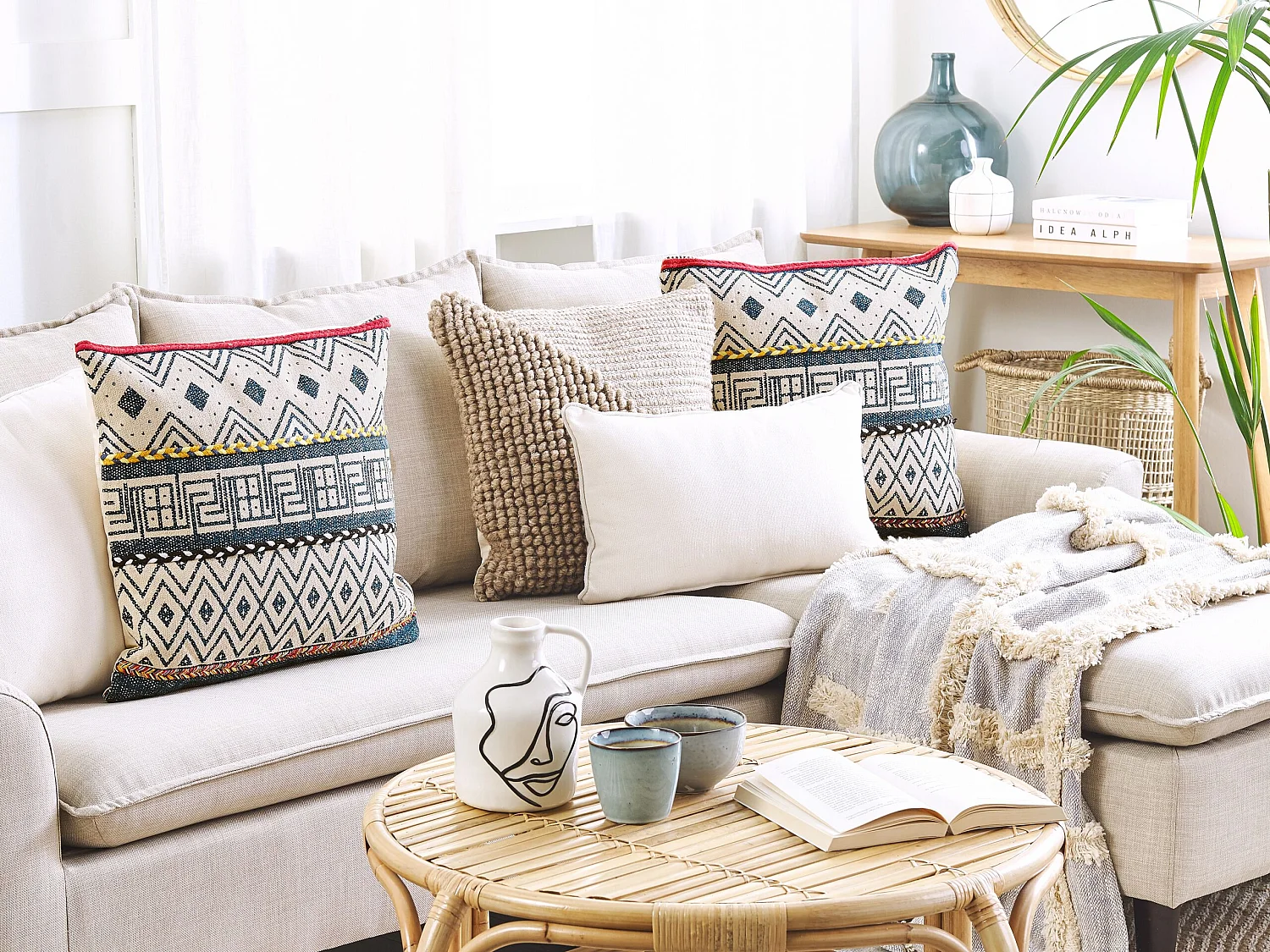 Zestaw 2 poduszek dekoracyjnych SOUK Bawełna 50 x 50 cm Kolorowy Wzór geometryczny