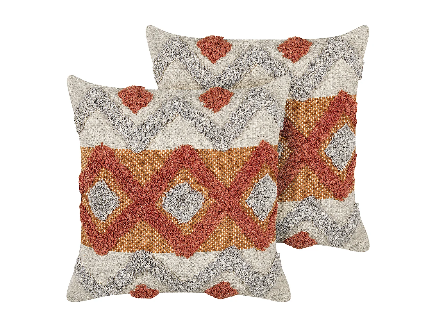 Sierkussen set van 2 getuft oranje/beige 45 x 45 cm BREVIFOLIA