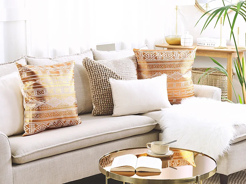 Cuscino decorativo OUJDA Cotone 50 x 50 cm Rame Trama geometrica