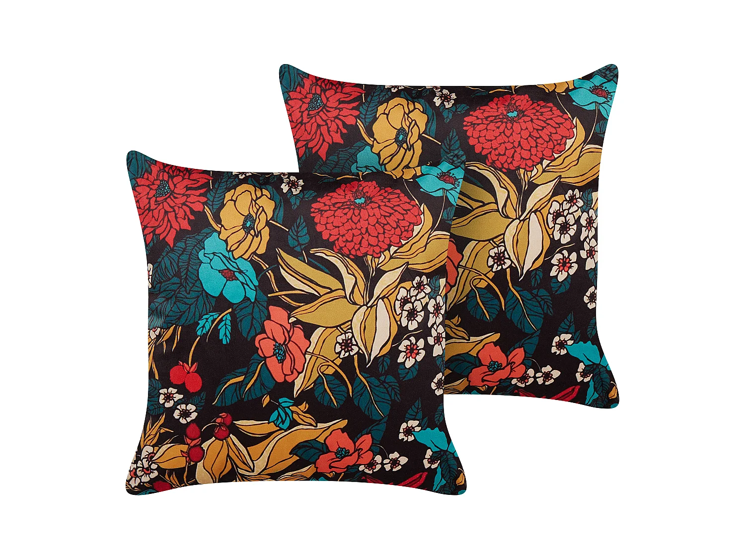 Lot de 2 coussins décoratifs PROTEA Velours 45 x 45 cm Multicolore Motif floral