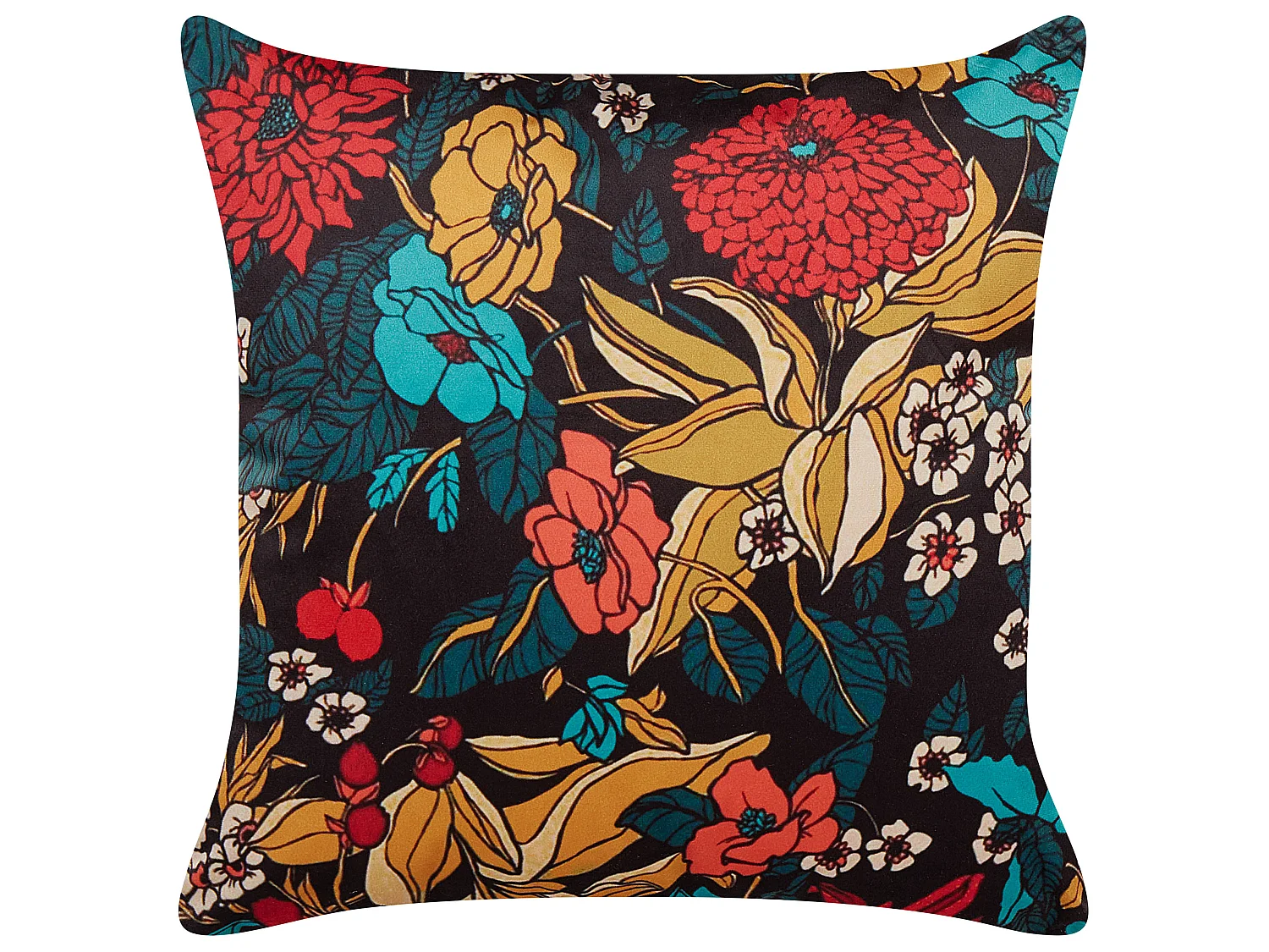 Dekokissen 2er Set PROTEA Samtstoff 45 x 45 cm Bunt Blumenmuster