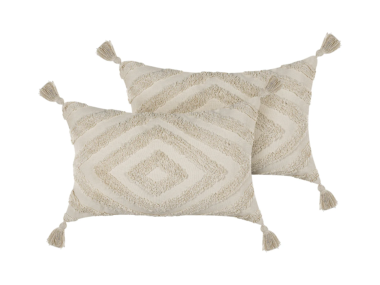 Zestaw 2 poduszek dekoracyjnych CRATAEGUS Bawełna 40 x 60 cm Jasnobeżowy Wzór geometryczny