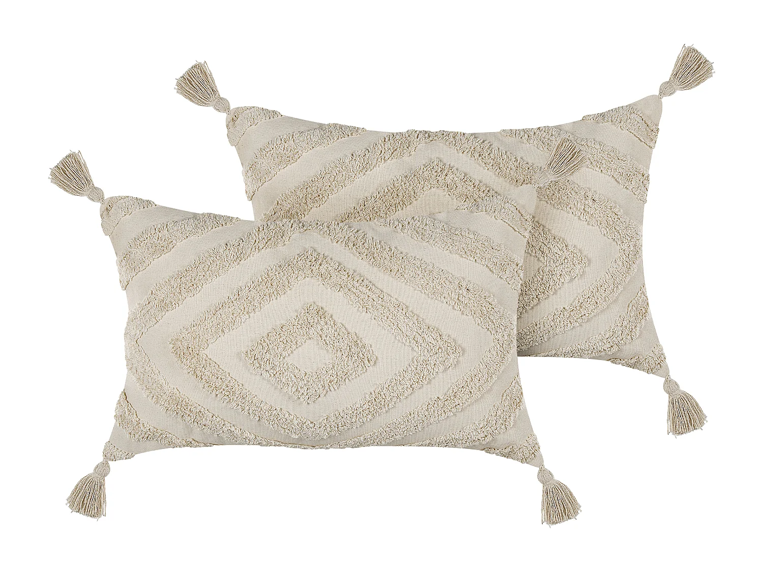 Set van 2 decoratieve kussens CRATAEGUS Katoen 40 x 60 cm Lichtbeige Geometrisch patroon