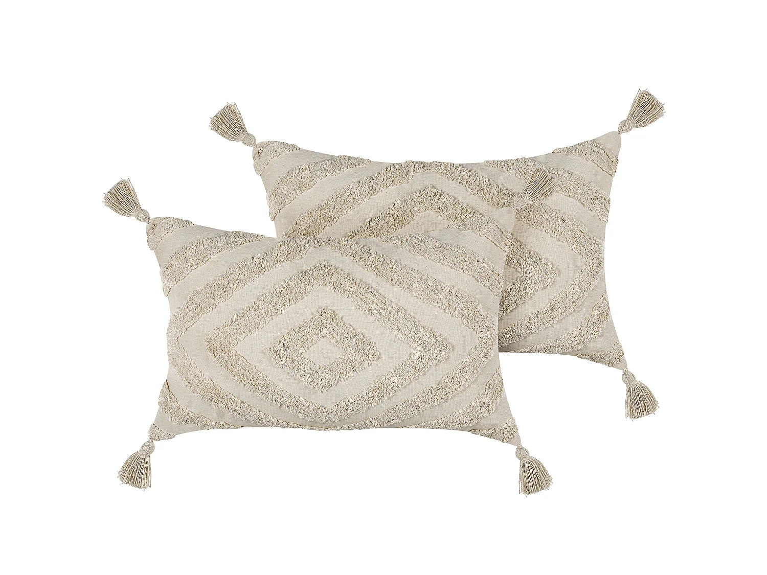 Set di 2 cuscini CRATAEGUS Cotone 40 x 60 cm Beige chiaro Trama geometrica