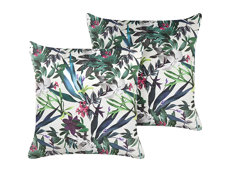Dekokissen 2er Set GASTERIA Samtstoff 45 x 45 cm Grün Pflanzenmuster