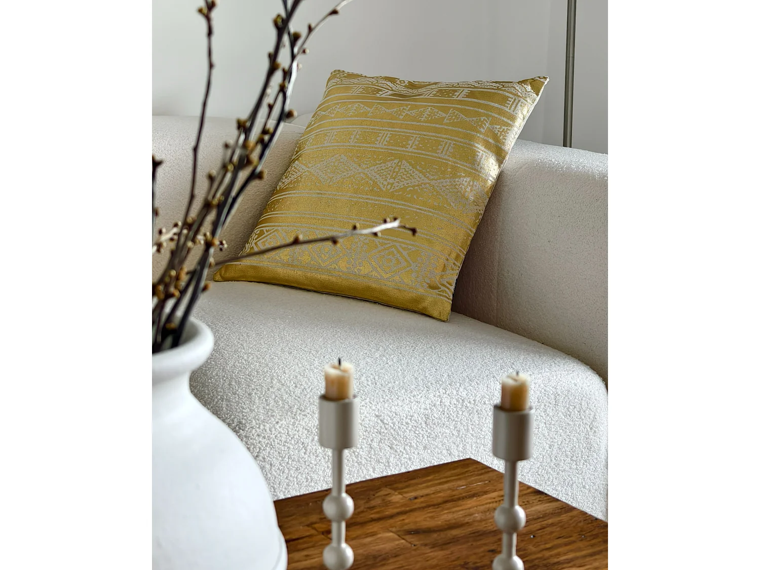 Lot de 2 coussins décoratifs OUJDA Coton 50 x 50 cm Doré Motif géométrique