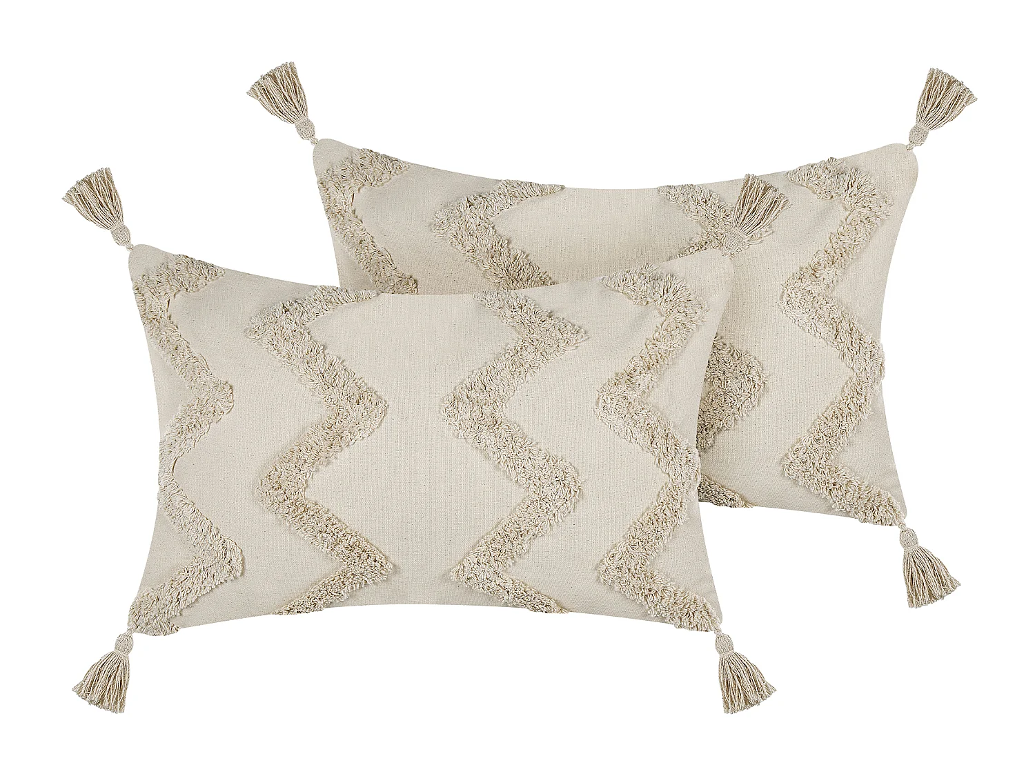 Lot de 2 coussins décoratifs CERINTHE Coton 40 x 60 cm Beige clair Motif à chevrons