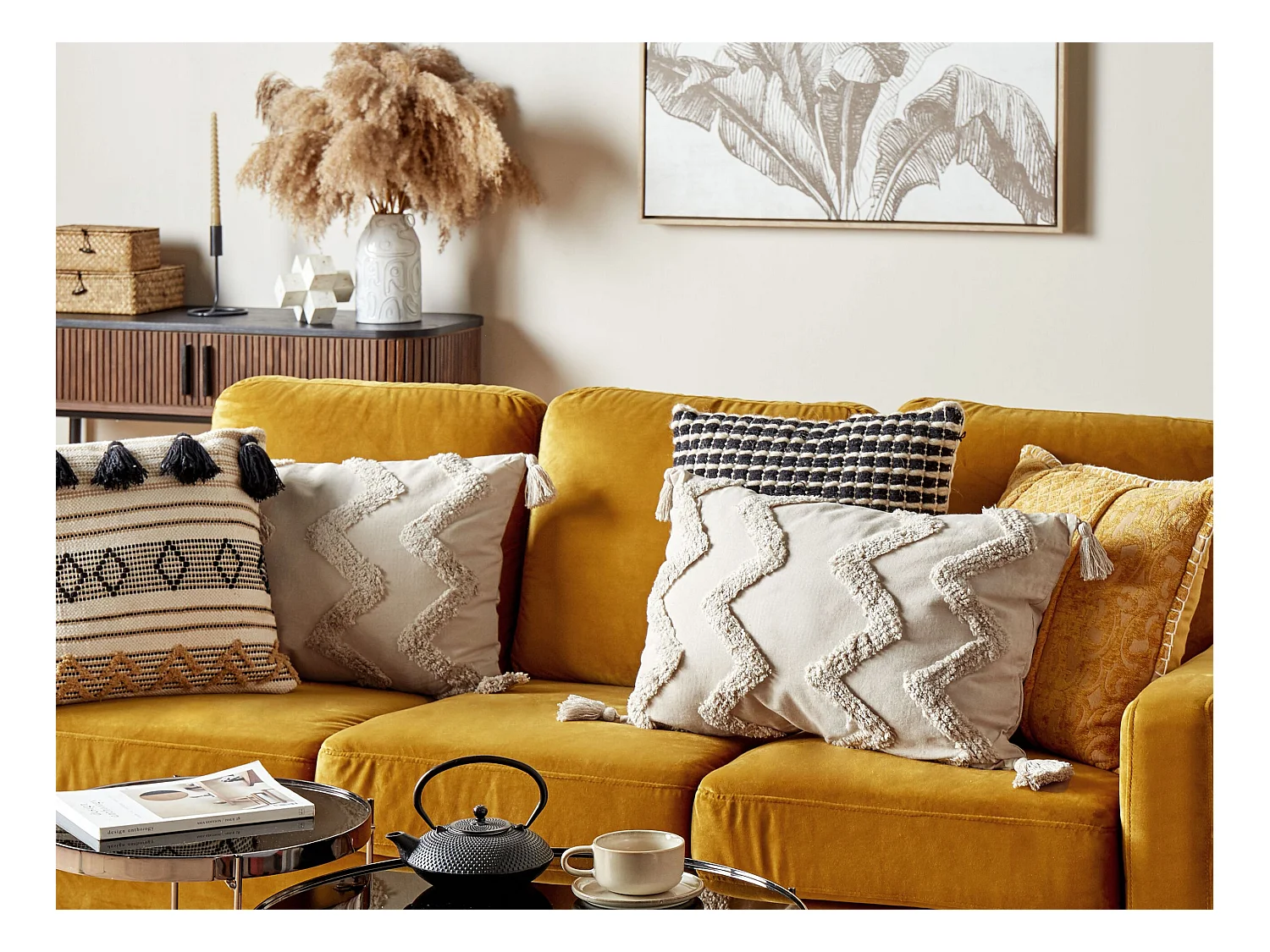 Lot de 2 coussins décoratifs CERINTHE Coton 40 x 60 cm Beige clair Motif à chevrons