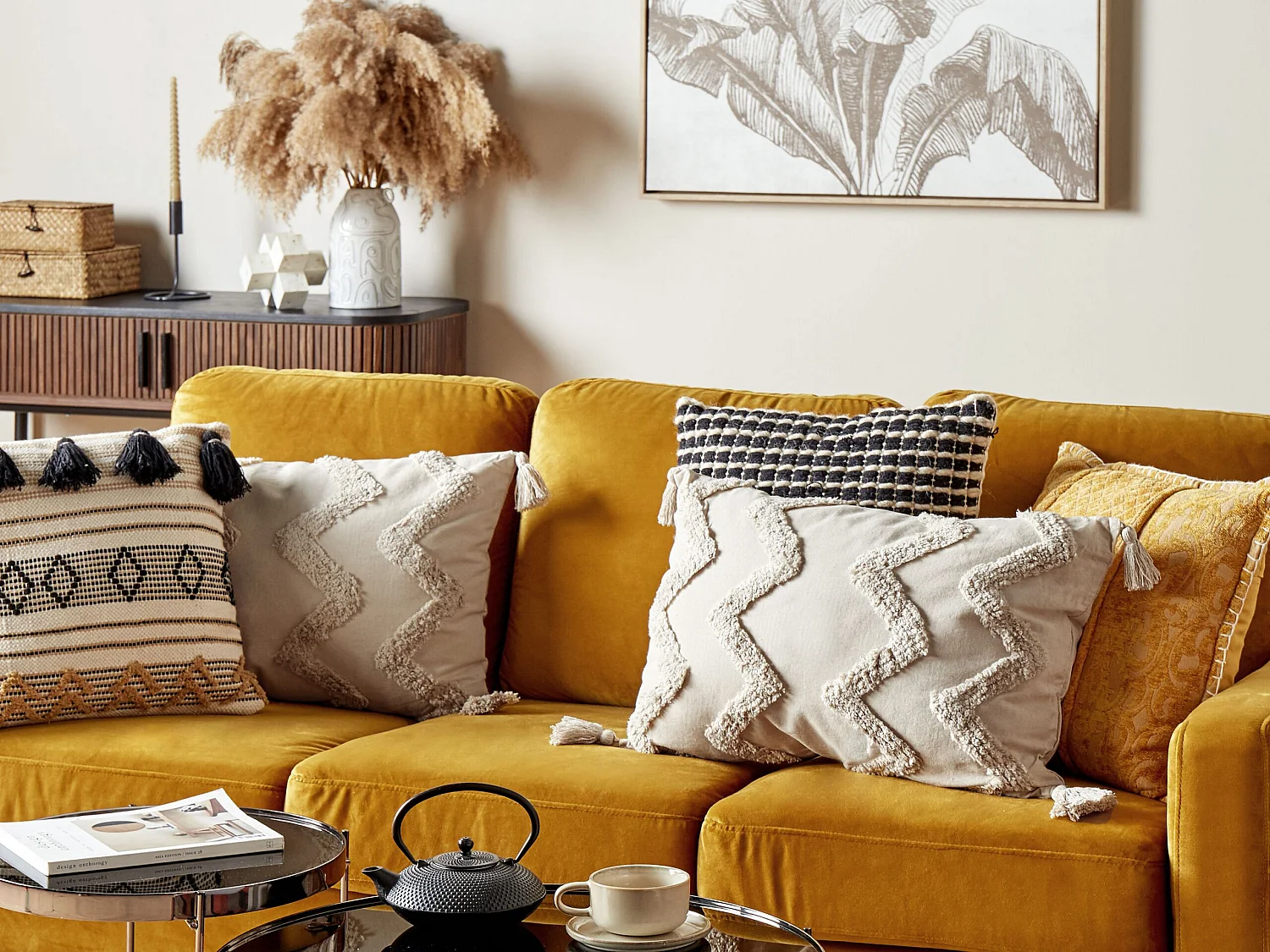 Set di 2 cuscini CERINTHE Cotone 40 x 60 cm Beige chiaro Trama Chevron