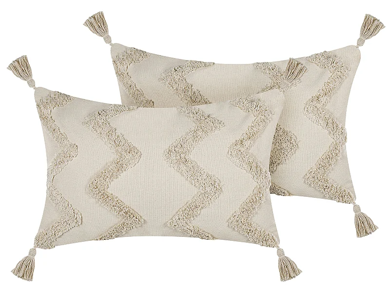 Set van 2 decoratieve kussens CERINTHE Katoen 40 x 60 cm Lichtbeige Chevron patroon
