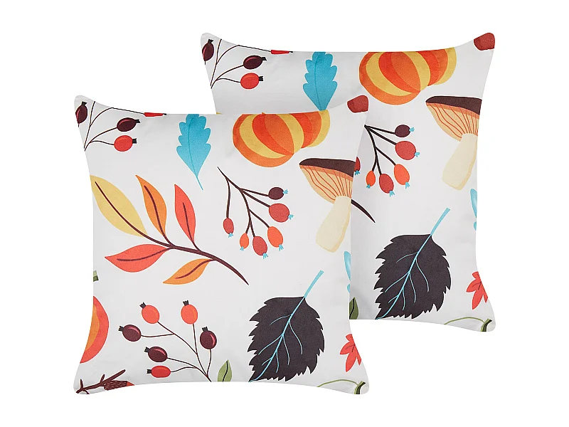 Set di 2 cuscini VISCARIA Velluto 45 x 45 cm Multicolore Trama di piante