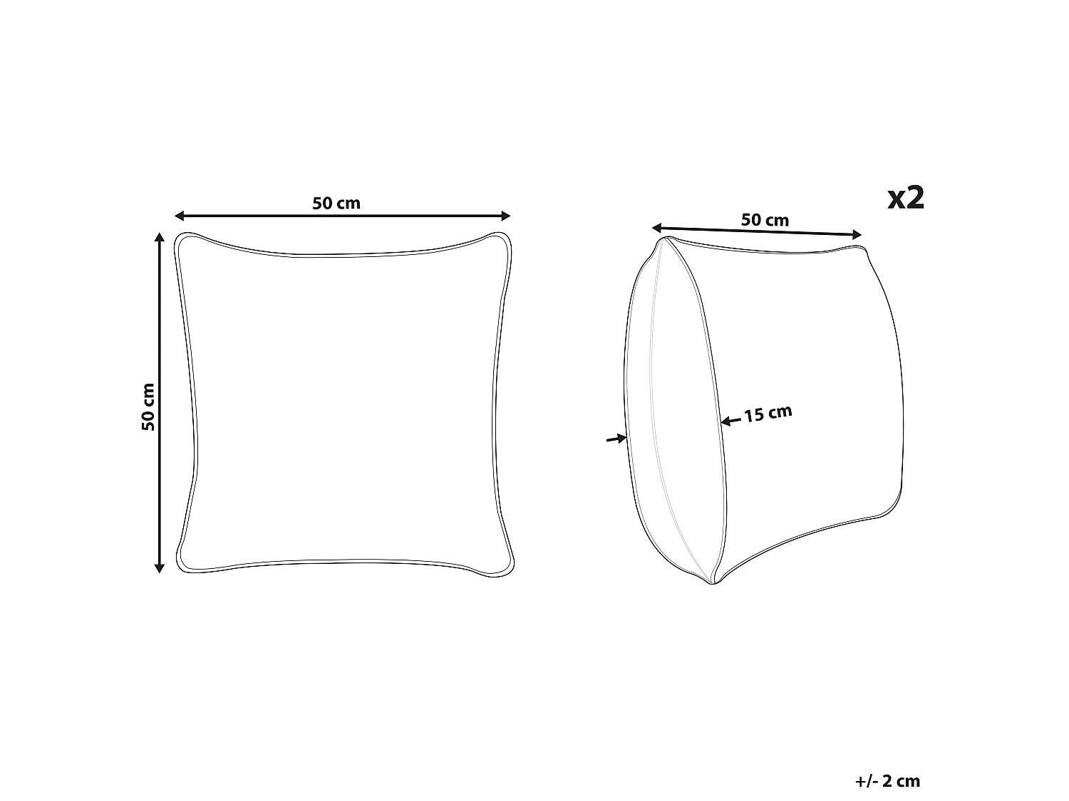 Lot de 2 coussins décoratifs SIDI Coton 50 x 50 cm Bleu Motif géométrique