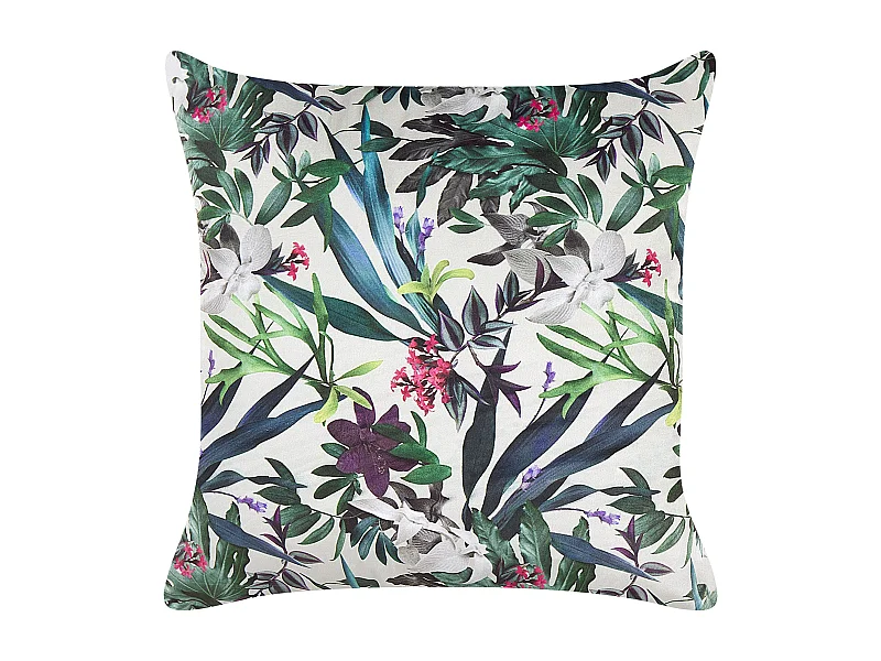 Dekokissen Samtkissen grün Blumenmuster 45x45 cm dekorative Couch Sofa Kissen