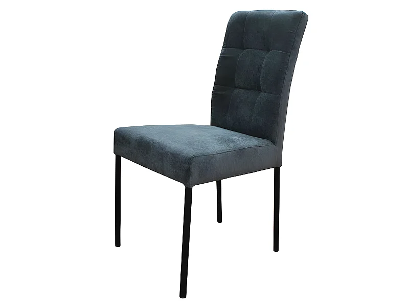 Chaise Nanda tissu gris foncé pieds métal noir