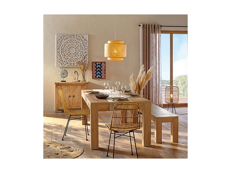 Natuurlijke Rotan en Zwart Metalen Stoel Atmosphera - Natuurlijke en Elegante Stijl