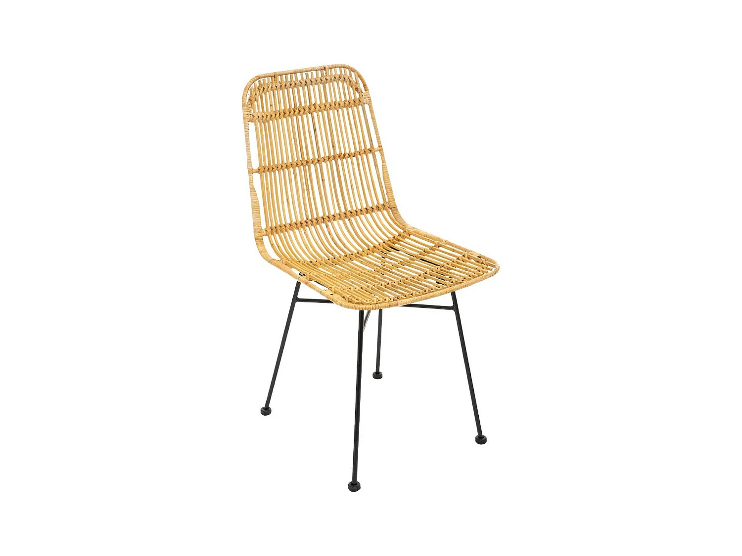 Chaise en Rotin naturel et Pieds en métal noir