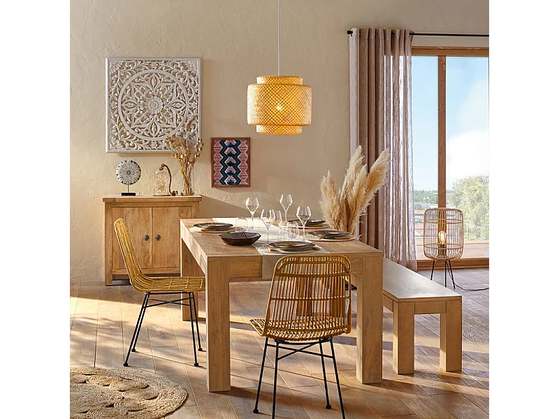 Natuurlijke Rotan en Zwart Metalen Stoel Atmosphera - Natuurlijke en Elegante Stijl