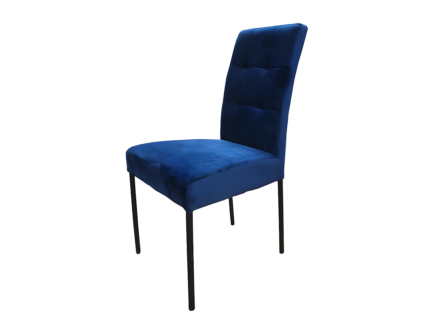 Chaise Nanda velours bleu pieds métal noir