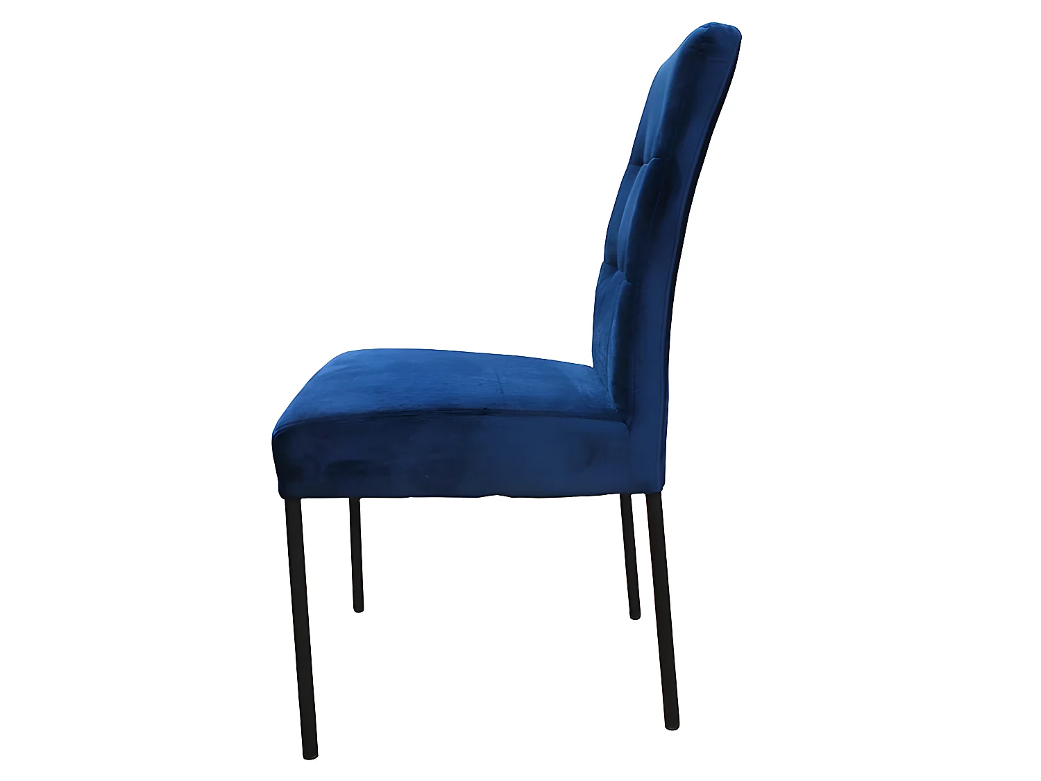 Chaise Nanda velours bleu pieds métal noir