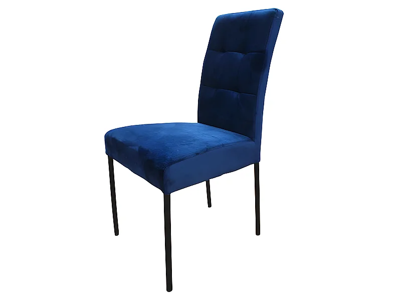 Chaise Nanda velours bleu pieds métal noir