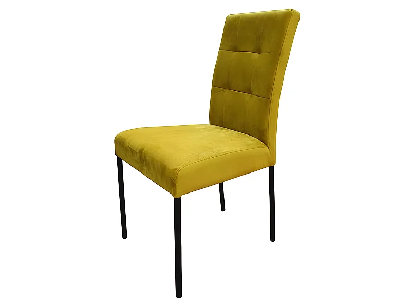 Chaise Nanda velours jaune pieds métal noir