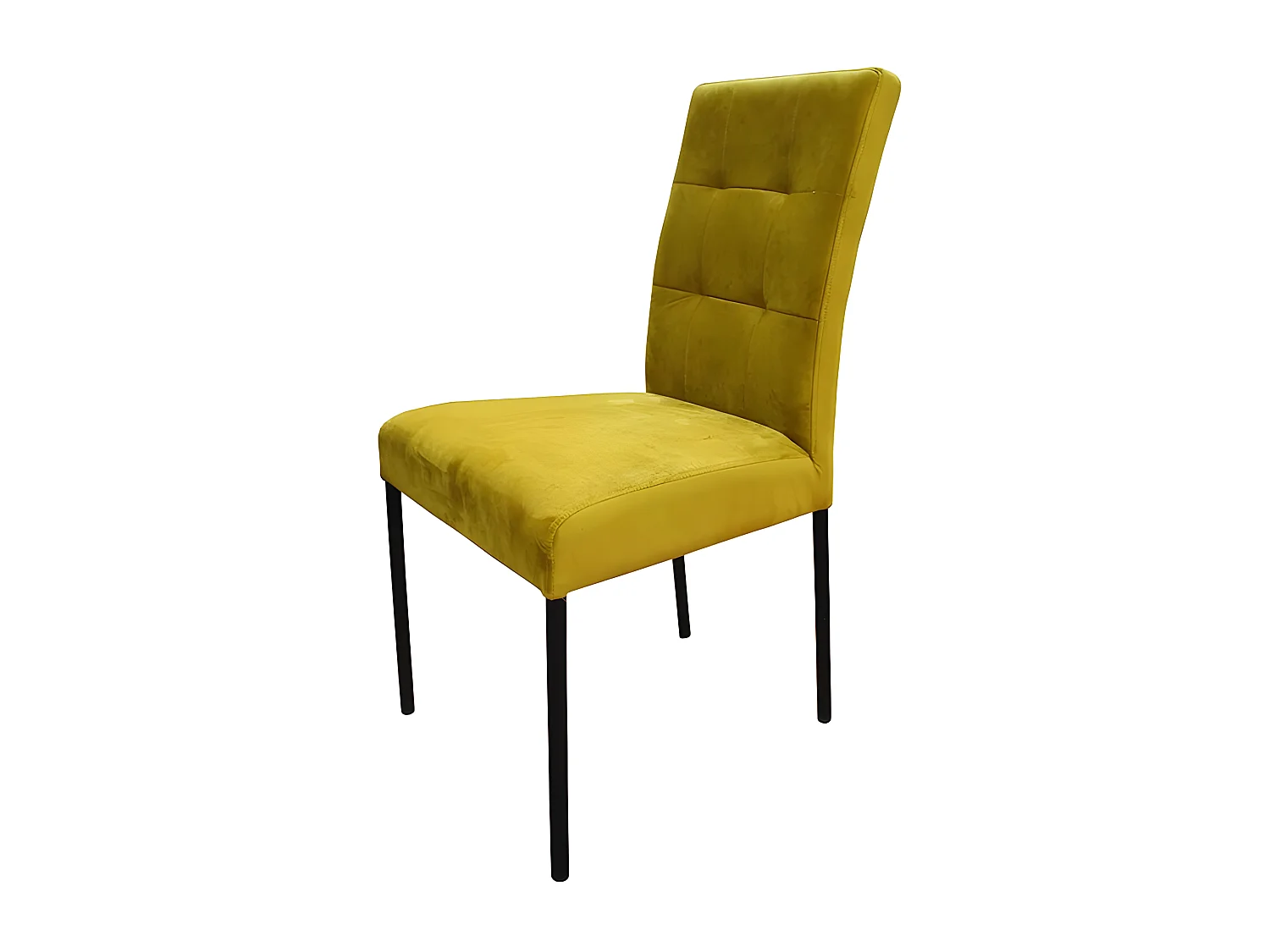 Chaise Nanda velours jaune pieds métal noir