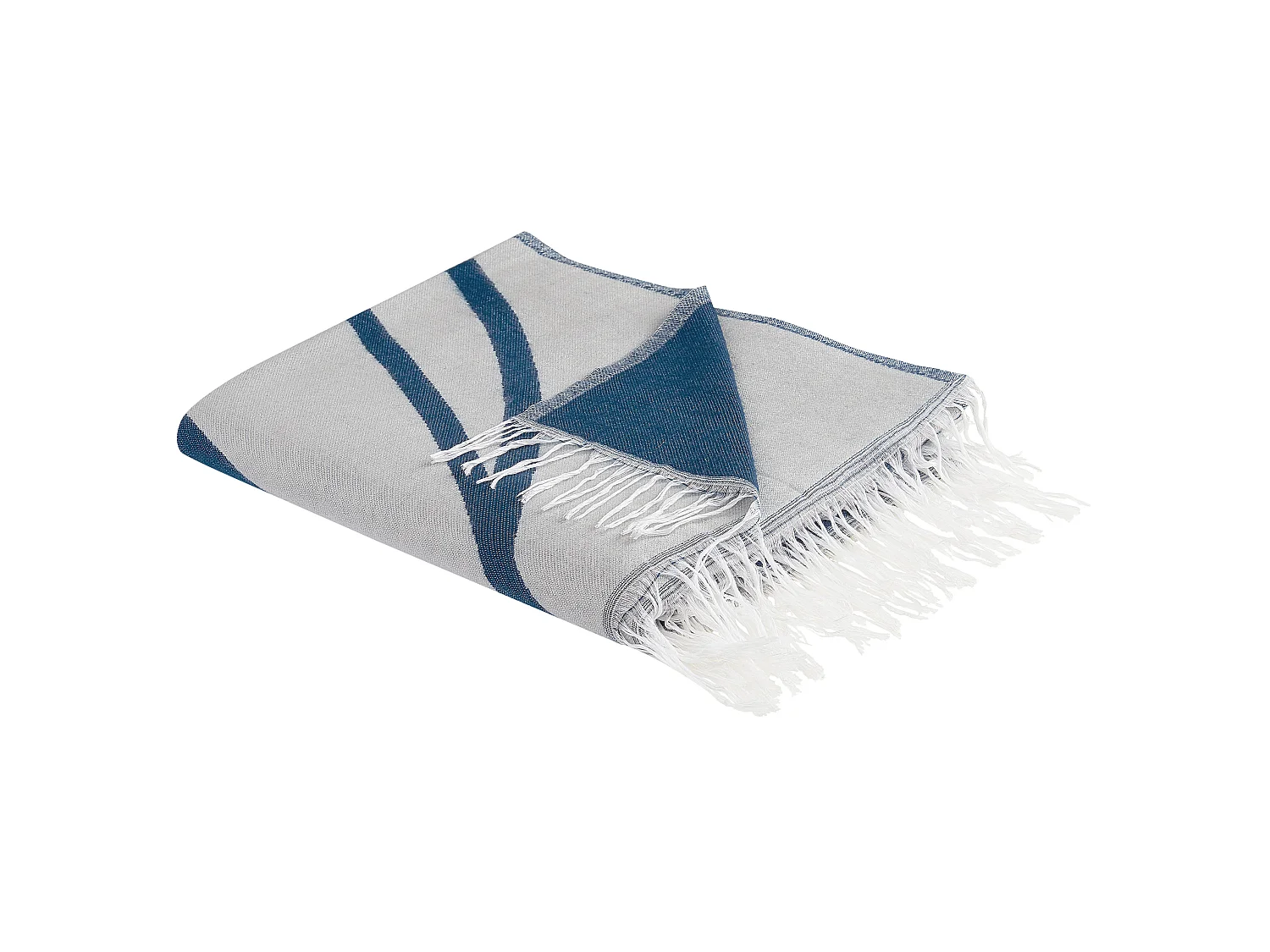 Tagesdecke blau / weiß 130 x 170 cm mit Fransen abstraktes Motiv Modern Haprek