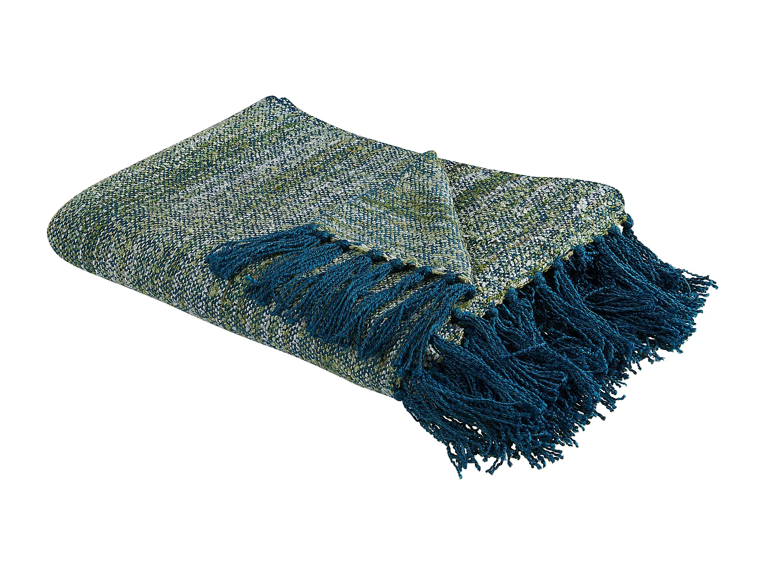 Decke mit Fransen 130 x 170 cm blau / grün PAIRE