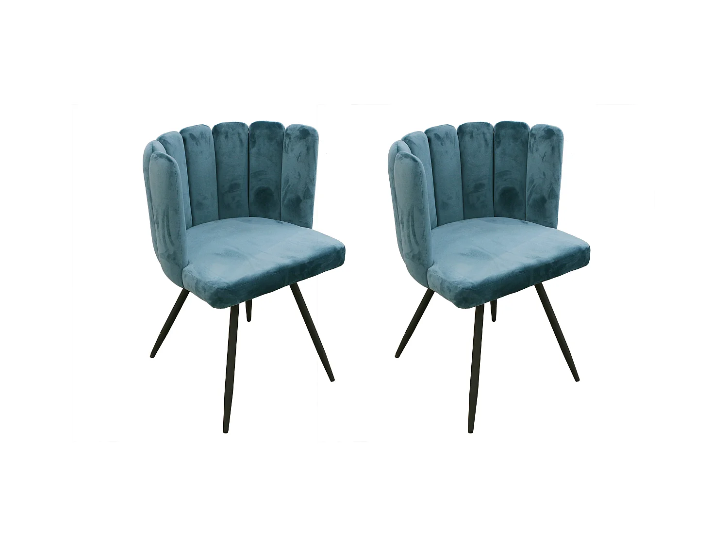 Chaise Ariel velours bleu canard