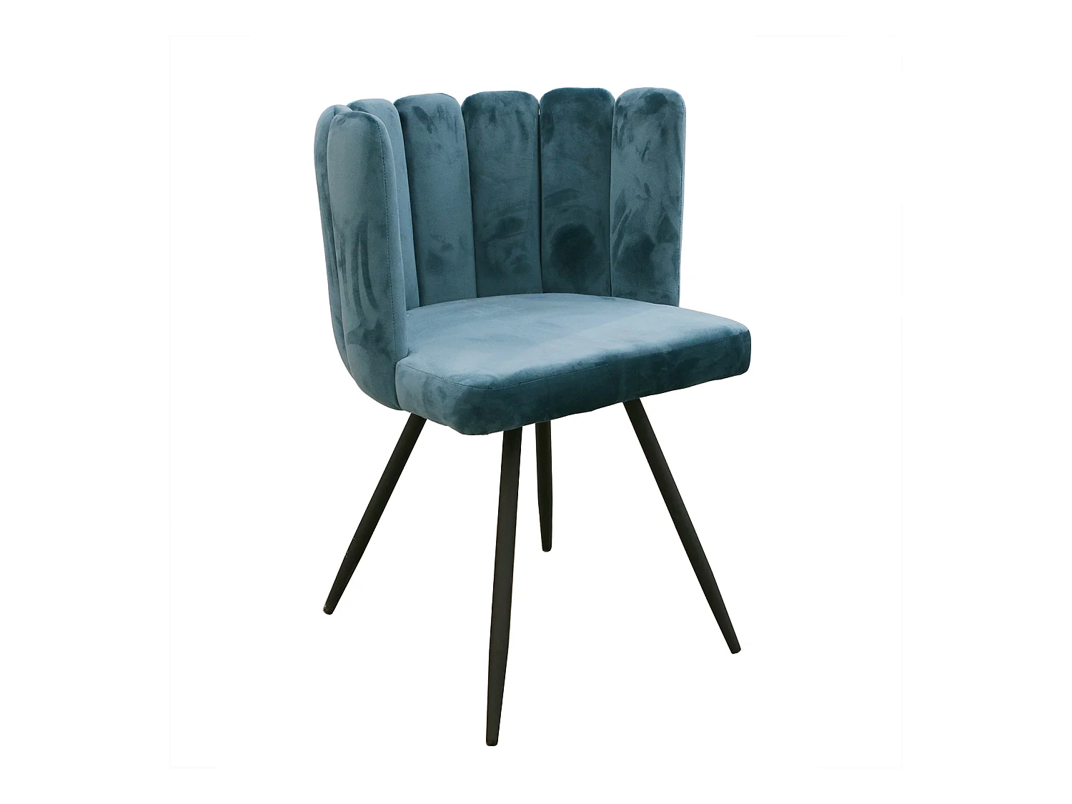 Chaise Ariel velours bleu canard