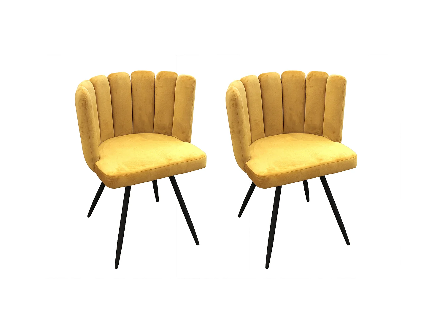 Chaise Ariel velours jaune moutarde