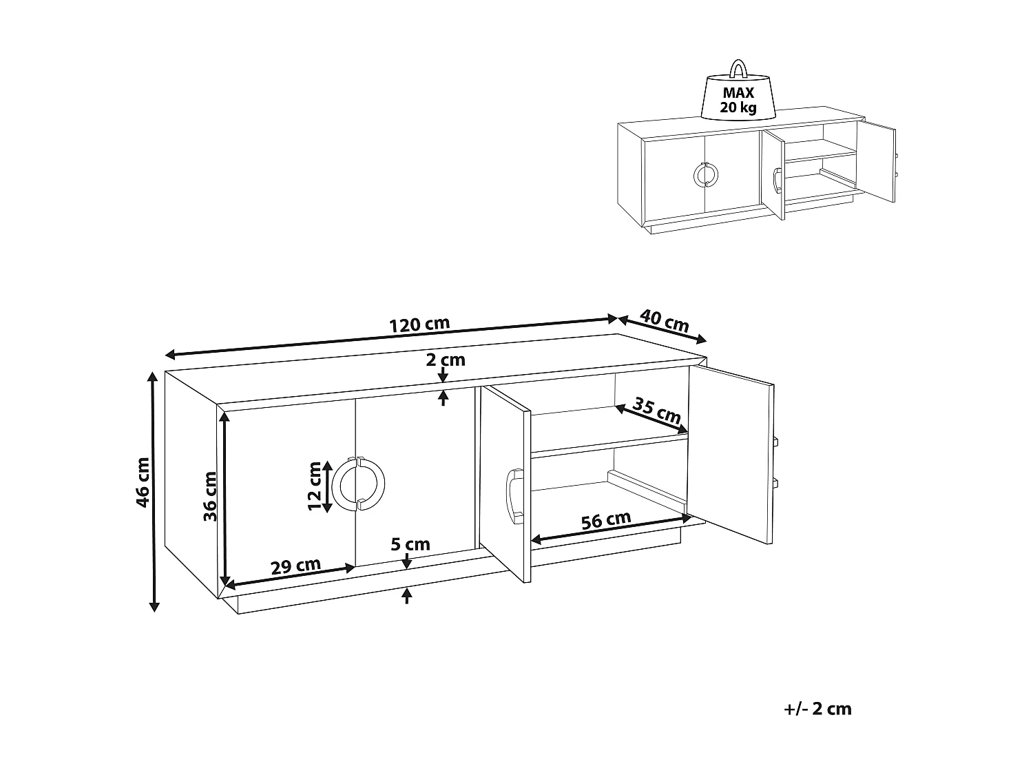 Commode à 4 portes noire OXNARD
