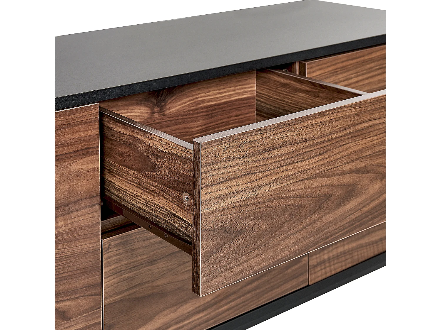 Commode à 2 portes bois sombre et noir OKLAND