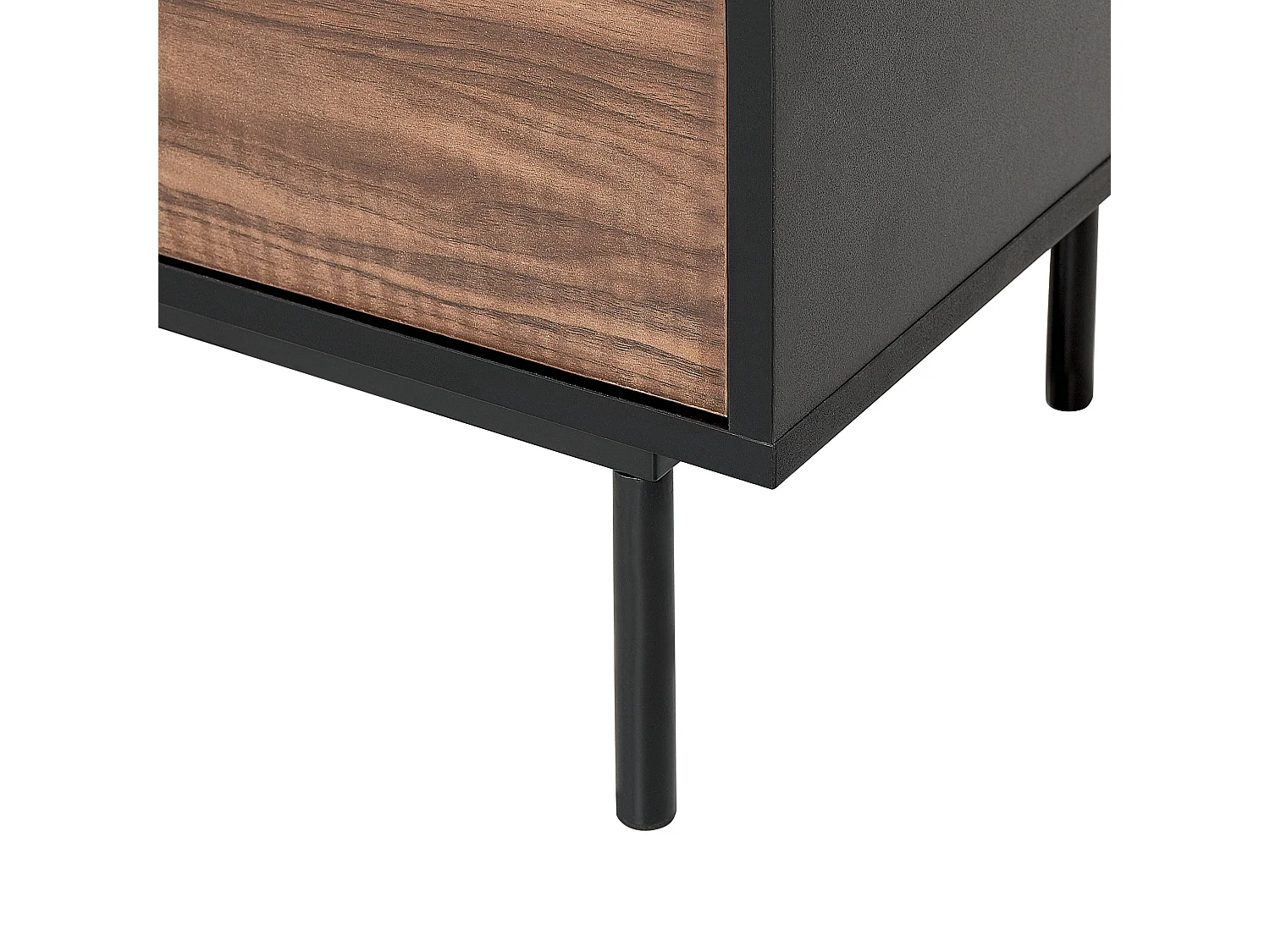 Commode à 2 portes bois sombre et noir OKLAND