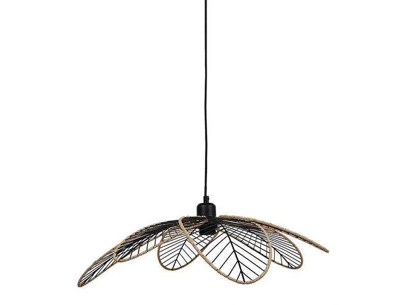 Suspension filaire métal et corde Flora noir Ostaria