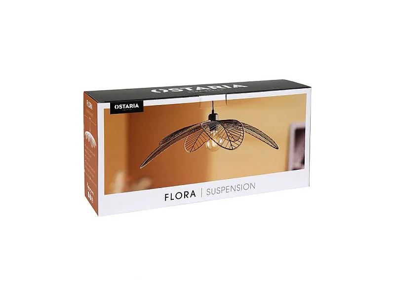 Suspension filaire métal et corde Flora noir Ostaria