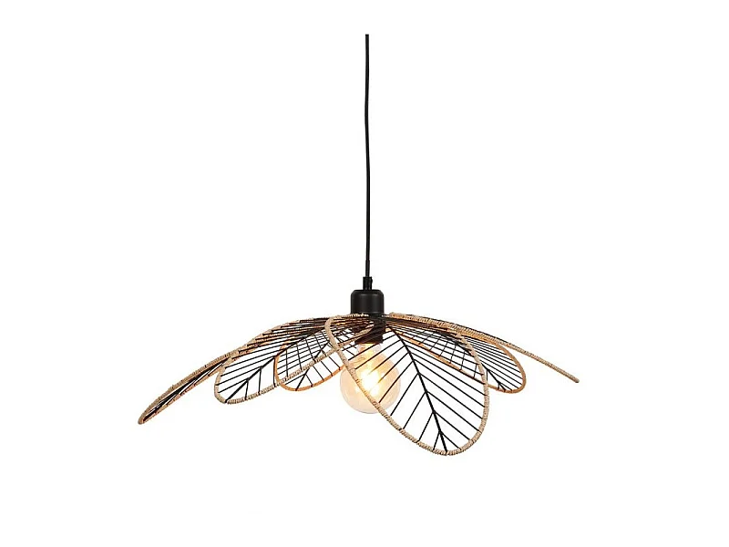Suspension filaire métal et corde Flora noir Ostaria