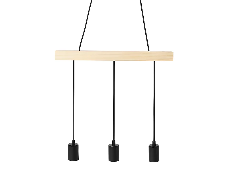Suspension barre en bois 3 cordons simples Ostaria