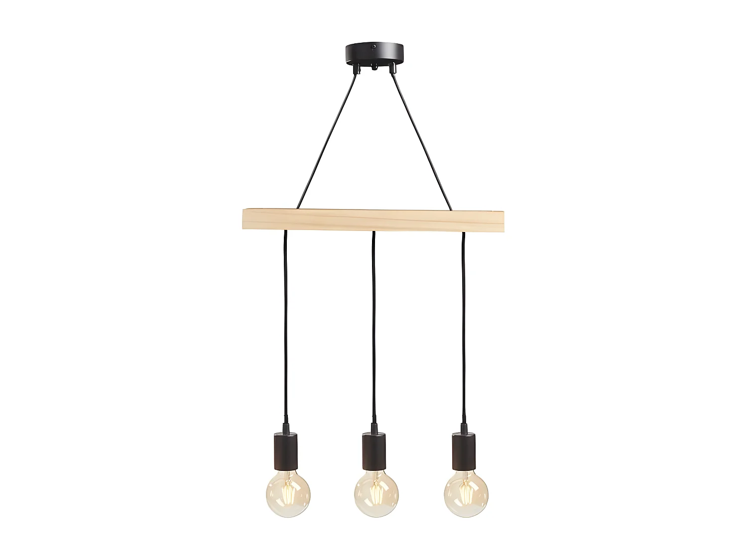 Suspension barre en bois 3 cordons simples Ostaria