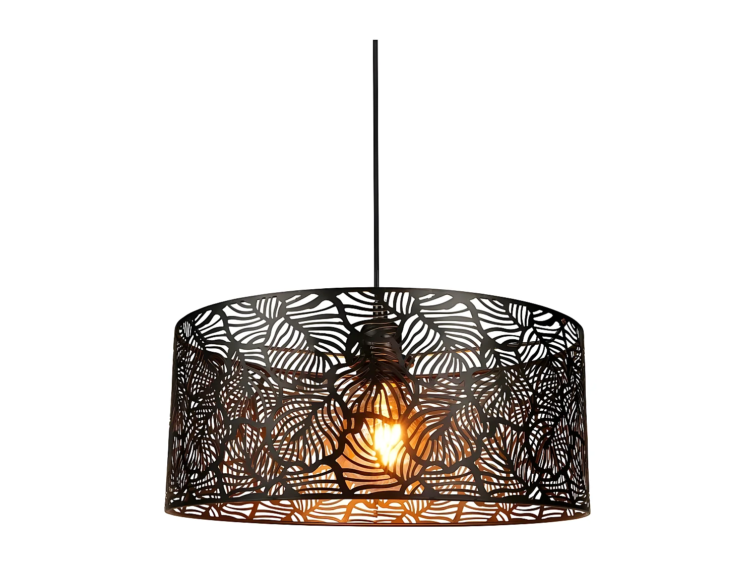 Suspension métal ajouré Calathéa noire Ostaria